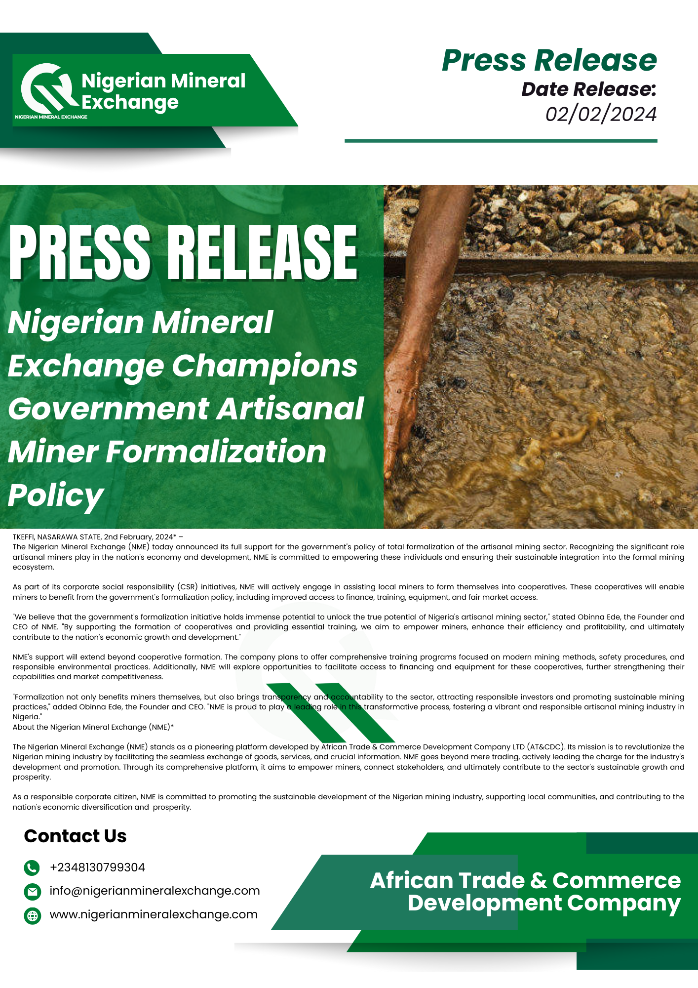 Nigerian Mineral Exchange Champions Government Artisanal Miner Formalization Policy