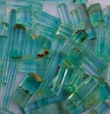 A stunning Nigerian mined aquamarine gemstone showcasing its vibrant blue color, sourced from Oyo State.