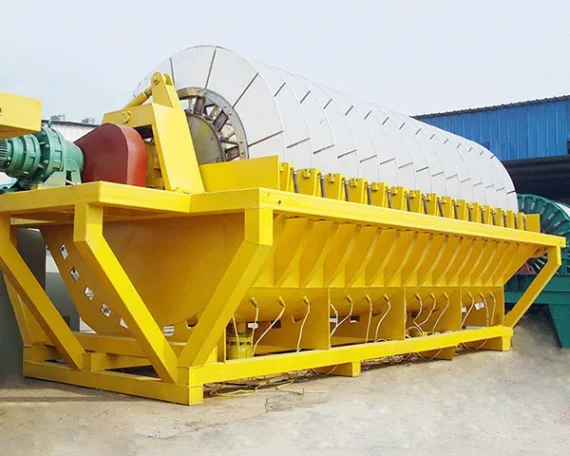 Complete view of a High-Performance Rotary Vacuum Disc Filter system used for dewatering in mining operations.