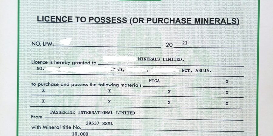 Permit to Purchase and Possess Minerals in Nigeria is required by law for you to trade in Minerals Image of Permit to Purchase and Possess Minerals in Nigeria