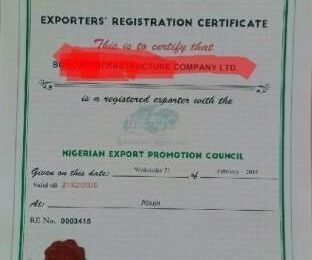 Export Permit is a legal requirement for all exports from Nigeria Nigerian Export Certificate
