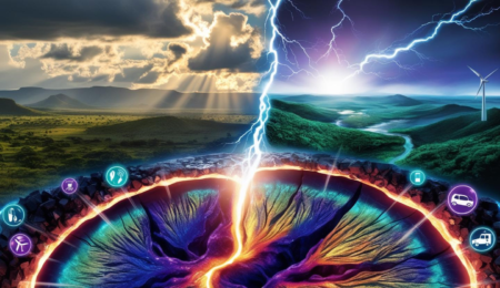 Beneath Nigeria’s rich landscapes lies a billion-dollar treasure: Rare Earth Elements that power the future – from electric vehicles to green tech. Split image of Nigerian landscape and glowing underground rare earth minerals like neodymium and monazite with EV and tech icons, symbolizing critical mineral wealth.