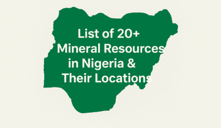 Map of Nigeria highlighting the list of 20 mineral resources and their locations