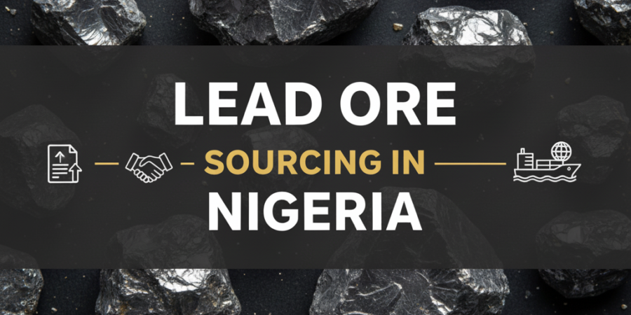 image showing Nigerian lead ore with overlay text: lead ore sourcing in Nigeria.