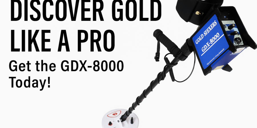 Nigerian miner using the GDX-8000 gold detector for professional gold prospecting in rugged terrain, showcasing cutting-edge detection accuracy.