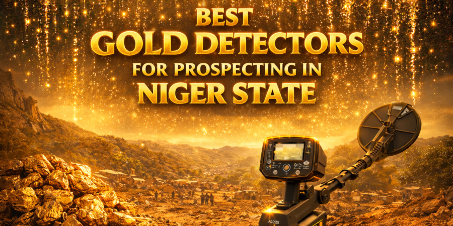 Best gold detectors for prospecting in Niger State showing gold-rich terrain and modern gold detection equipment