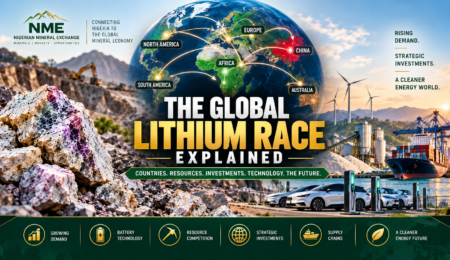The global lithium race is being shaped by rising battery demand, mineral resources, processing capacity, technology, investment, and competition for secure supply chains. Premium global lithium industry banner showing a world map, major lithium regions, mining, EVs, renewable energy, processing facilities, shipping routes, and international lithium supply chains.
