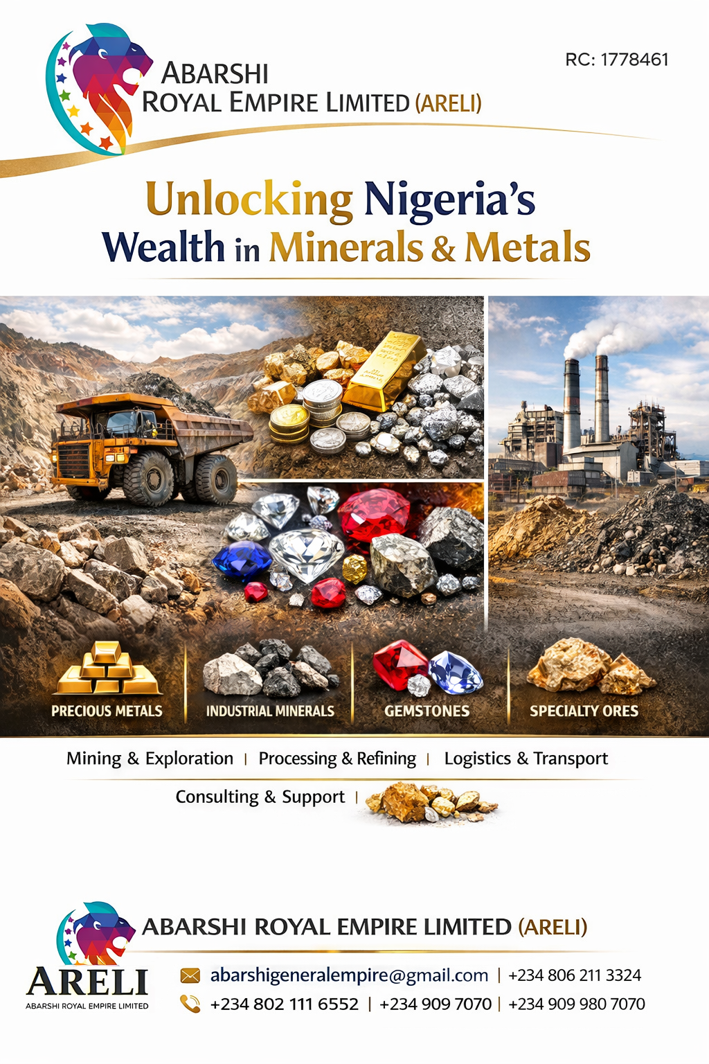 Gold and other minerals with 7 hectares dam with full of crocodiles and fish